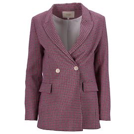 Maje Vic Doppelreiher Hahnentritt-Blazer aus rosa Baumwolle Braun Pink