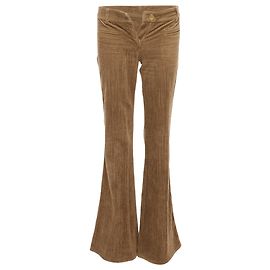 Chloé Pantalon évasé taille basse en velours côtelé Chloe Cotton Marron