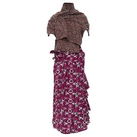 Comme Des Garcons Comme Des Garçons Top in Macramè Floreale con Gonna a Volant Multicolore