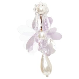 Orecchini a spilla con fiore di plastica e perla finta Simone Rocha Porpora