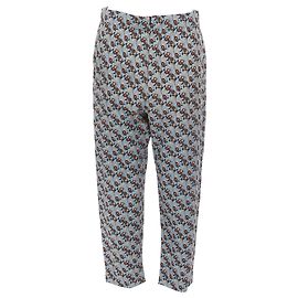 Marni Silk Floral Drop Crotch Casual Cropped Pants Red Dark red