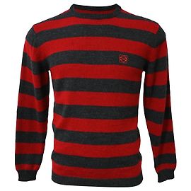 Gestreifter, bestickter Anagram-Pullover von Loewe aus roter Alpaka-Wolle Rot