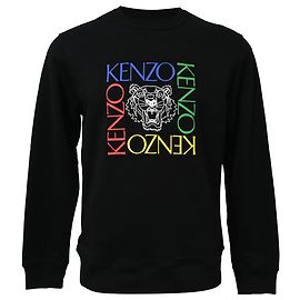 Kenzo Logo Tiger Sweatshirt aus schwarzer Baumwolle Schwarz