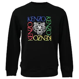 Kenzo-Kenzo Logo Tiger Sweatshirt in Black Cotton-Black