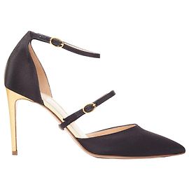 Talons à boucle en satin doré Rupert Sanderson Arletta Noir