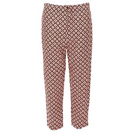 Calças cropped de seda com estampa geométrica Marni e cintura elástica Rosa