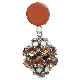 Brincos de couro com clipe Marni Crystal Drop Ball Marrom