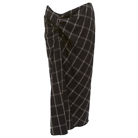 Lanvin Checked Wool Blend Drape Knot Midi Skirt Grey