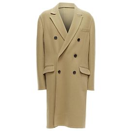 Loewe Wool Cashmere Double Breasted Oversized Coat Brown Beige