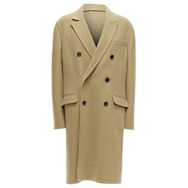 Loewe-Loewe Wool Cashmere Double Breasted Oversized Coat-Brown,Beige