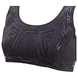 Fendi-Fendi FFreedom Neoprene Rubber FF Logo Scoop Cropped Bra Top-Black