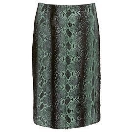 Falda midi de pelaje con estampado de serpiente pintada Dries Van Noten Verde
