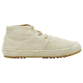 Maison Martin Margiela-Maison Margiela Canvas Leather Lace Up Espadrille Boots-Brown,Beige