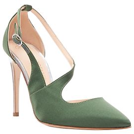 Pompes pointues à talons argentés Nanda Satin D'orsay de Rupert Sanderson Vert