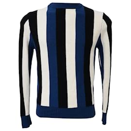 Sandro-Sandro Striped Crew Neck Pullover in Blue Wool-Blue