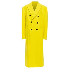 Versace Double Breasted Long Coat Yellow