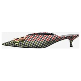 Balenciaga-Red check pointed-toe kitten heel - size EU 38-Red