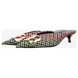 Balenciaga-Red check pointed-toe kitten heel - size EU 38-Red