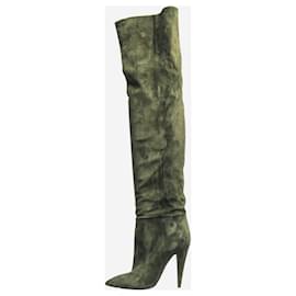 Saint Laurent-Green suede over-the-knee boots - size EU 37-Green
