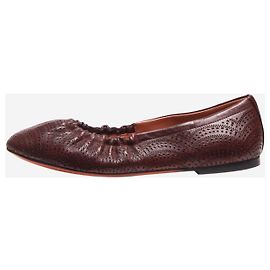 Alaïa Bailarinas recortadas de cuero marrón oscuro - talla EU 39 Castaño