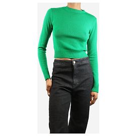 Jil Sander Pull en laine cropped vert à col rond - taille UK 4 Vert