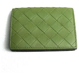 Bottega Veneta-Bottega Veneta Intrecciato Green Leather Card Case-Green