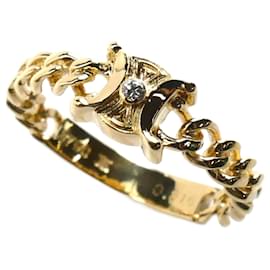 Céline-CELINE 18K Yellow Gold Triomphe Diamond Ring-Golden