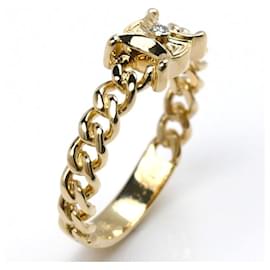 Céline-CELINE 18K Yellow Gold Triomphe Diamond Ring-Golden
