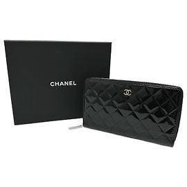 Portafoglio lungo rotondo Matelassé Chanel Nero