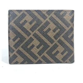 Fendi-Fendi 7M0339 Zucca Compact Bi-fold Wallet-Brown,Yellow