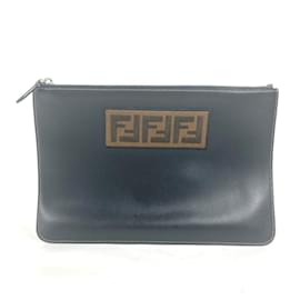 Fendi-Fendi Zucca Clutch Bag-Brown,Black