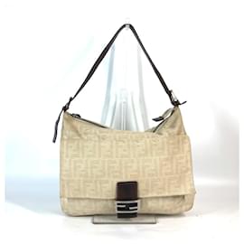 Fendi-Fendi Zucca Mamma Bucket Shoulder Bag-Beige