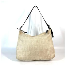Fendi-Fendi Zucca Mamma Bucket Shoulder Bag-Beige