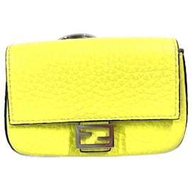 Fendi-Fendi Yellow Leather Keyring-Yellow