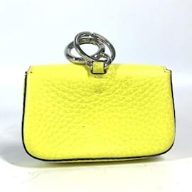Fendi-Fendi Yellow Leather Keyring-Yellow