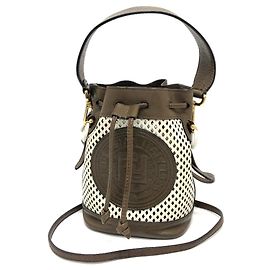 Bolsa de ombro Fendi 8BS010 FF Mon Tresor Marrom Branco