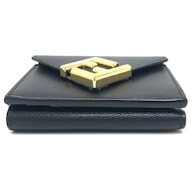 Fendi-Fendi Black Leather Tri-Fold Wallet-Black