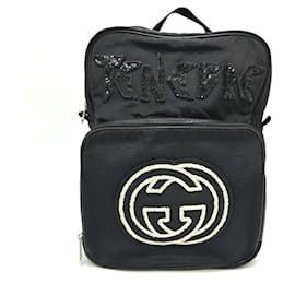 Gucci-Gucci 536724 Sequin Interlocking G Backpack-Black