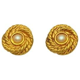 Céline-Celine Rope and Pearl 24K Gold Plated Earrings-Gold hardware