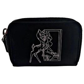Carteira compacta Bambi em couro de bezerro preto Authentic Givenchy Riccardo Tisci 14 AW Preto