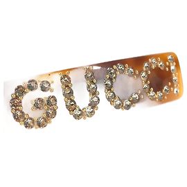 Fermaglio per capelli in cristallo marrone Gucci Marrone