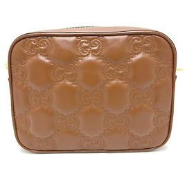 Bolsa de ombro de couro marrom Gucci Marrom