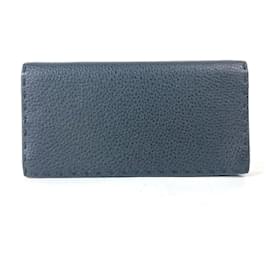 Fendi-Fendi Stitch Selleria Bi-fold Long Wallet-Black