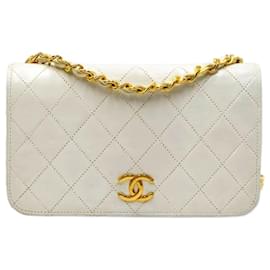Chanel-Chanel Timeless Classic Quilted Single Flap with 24K GHW-White