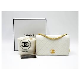 Chanel-Chanel Timeless Classic Quilted Single Flap with 24K GHW-White