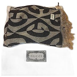 Couverture en lin jacquard GG Diamond de Gucci authentique épuisée Beige