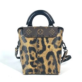 Bolsa de câmera Louis Vuitton Monogram Reverse Leopardo Marrom Preto