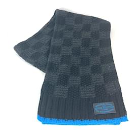 Louis Vuitton-Louis Vuitton Cashmere Scarf-Black,Light blue