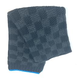 Louis Vuitton-Louis Vuitton Cashmere Scarf-Black,Light blue