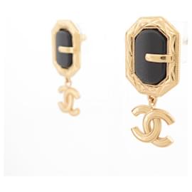 Chanel-NEUF BOUCLES D'OREILLES CHANEL PENDANTES BOUCLE DE CEINTURE LOGO CC EARRING-Doré